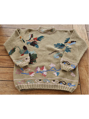 Vintage Gloria Furman 100% Virgin Wool Whimsical Knit Sweater Medium